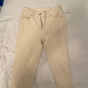 cream mom jeans
